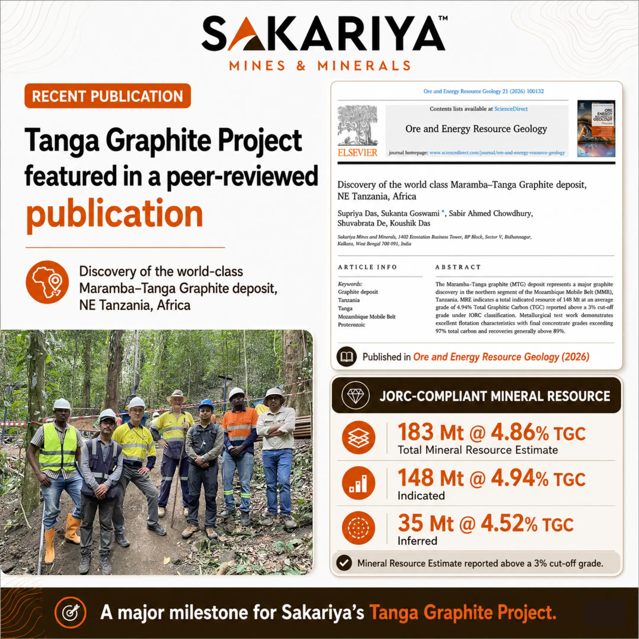 Tanga Graphite Project is featured in a peer-reviewed publication