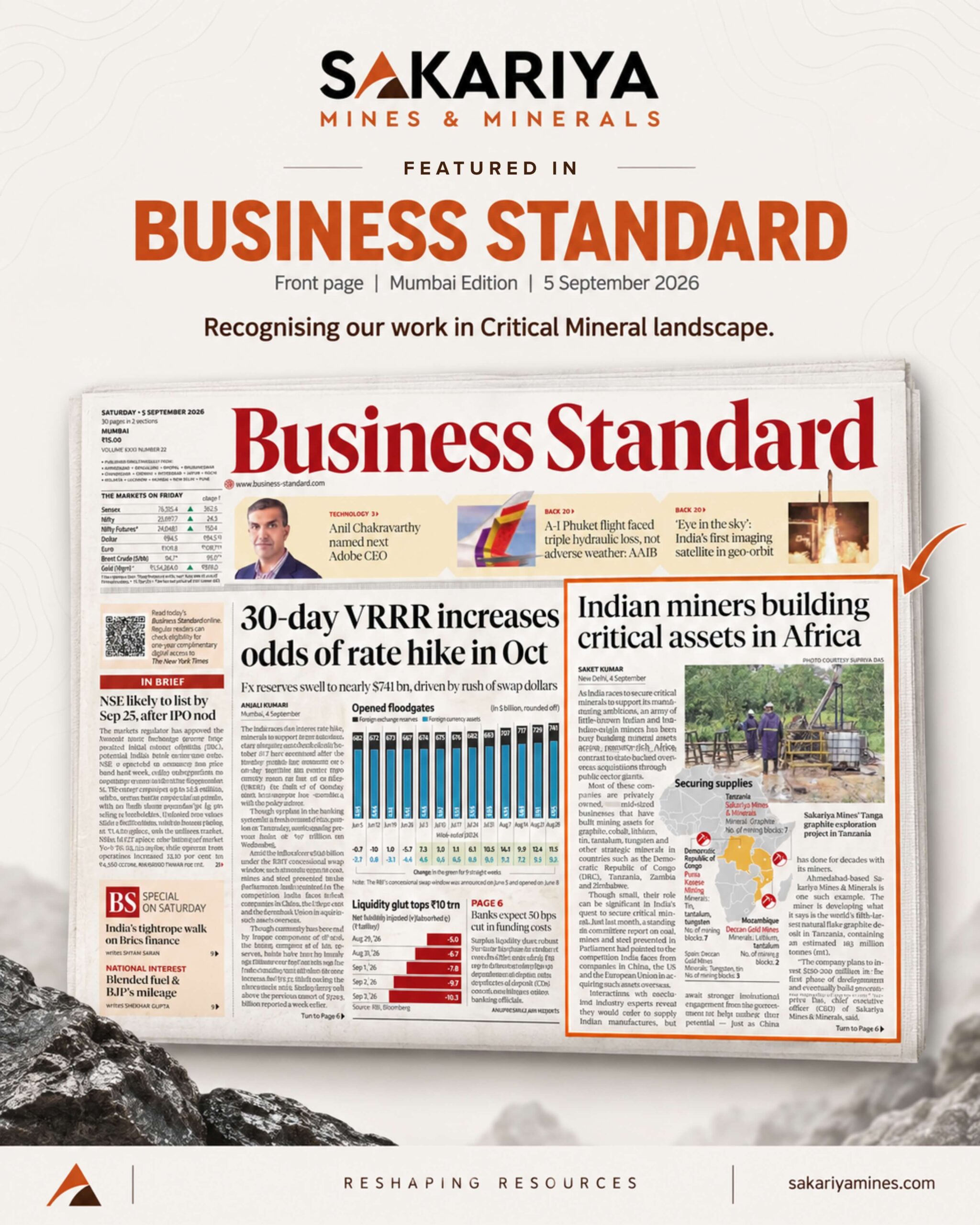 Sakariya-Mines-Minerals-Featured-in-Business-Standard-for-Its-Work-in-Tanzania